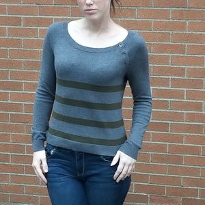 Loft Gray Striped Sweater